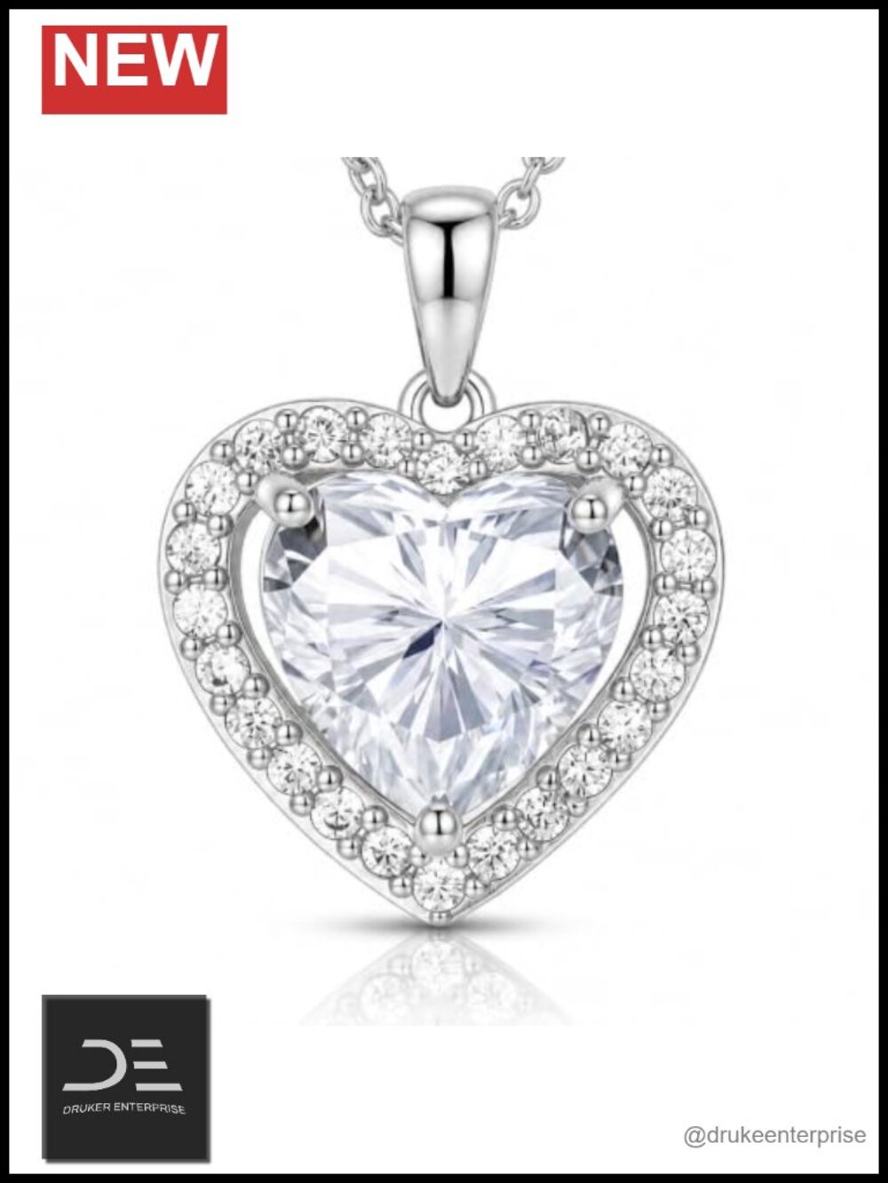 4ct Heart Moissanite Necklace, 925 Sterling Silver, I Love You Pendant, Gift